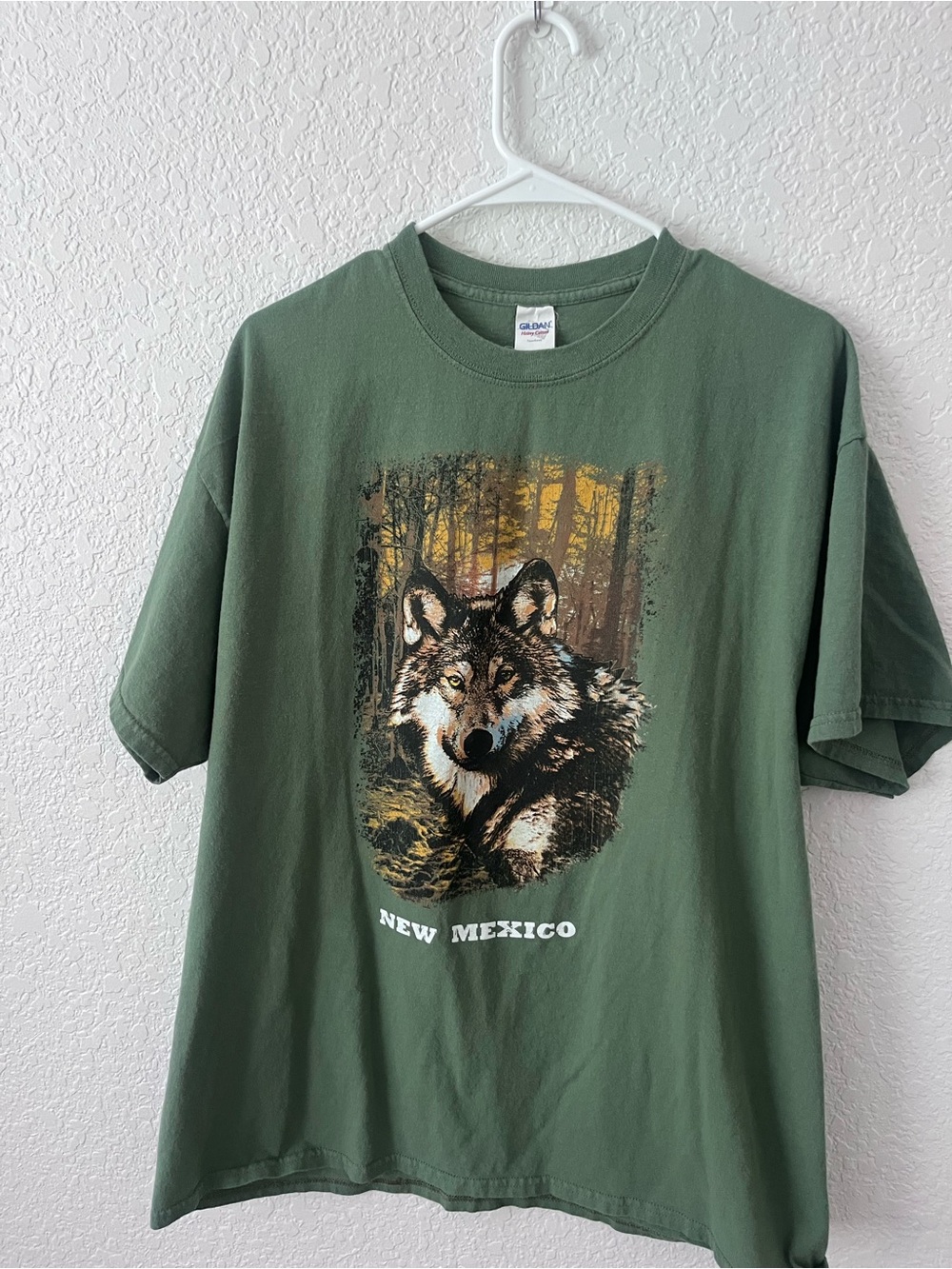 Gildan Olive Green Men’s Wolf Graphic Tee